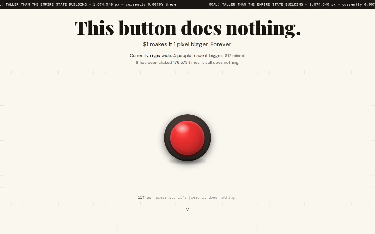 I rebuilt the Million Dollar Homepage as a single growing button