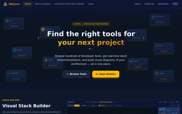 Tekyous – Interactive tech stack builder