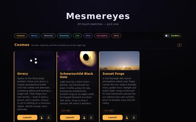 Mesmereyes – classic HN demos, mashed up and remade for multitouch