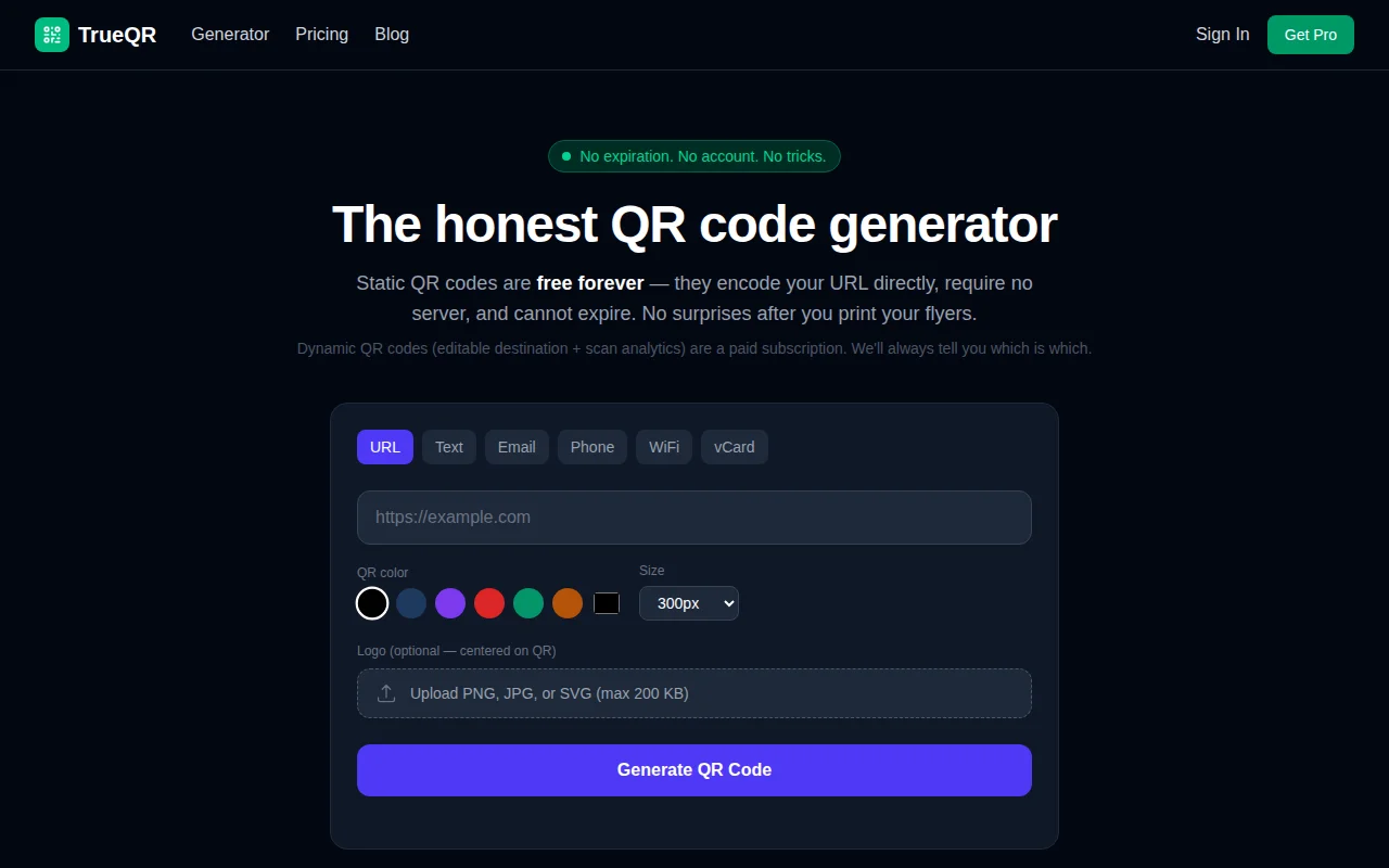 TrueQR – QR codes that don't expire, because static codes never could