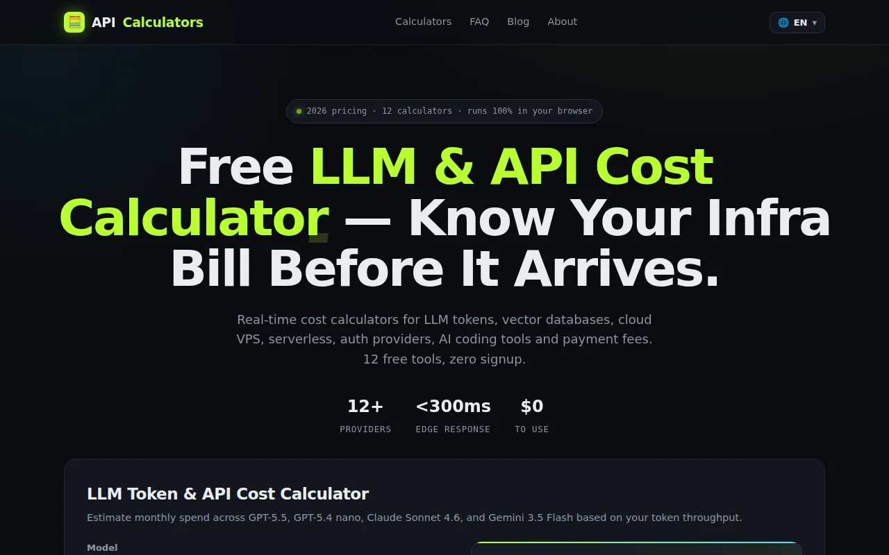 Free API cost calculators – know your bill before it arrives