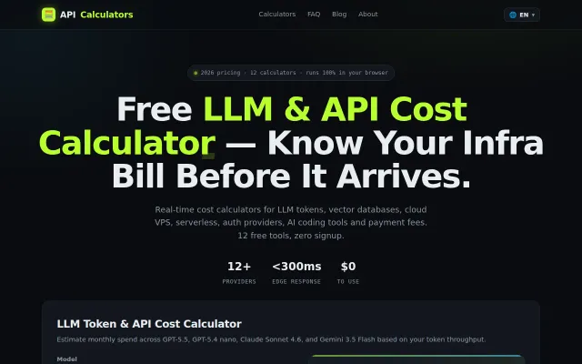 Free API cost calculators – know your bill before it arrives