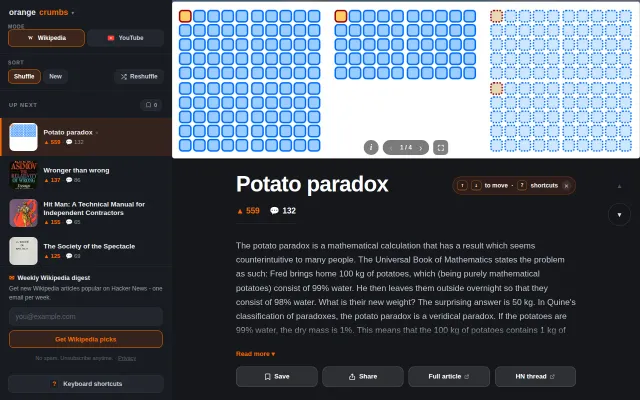 Discover Wikipedia articles popular on Hacker News