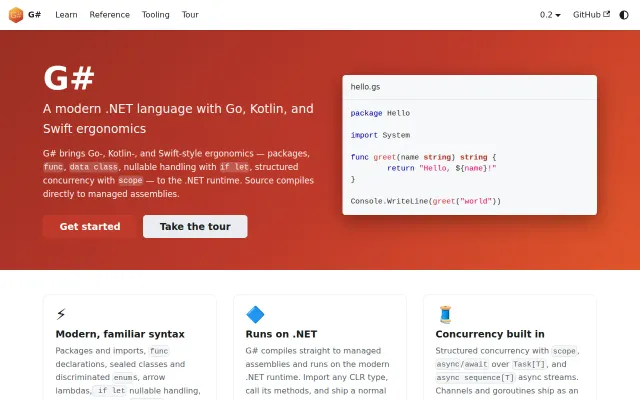 G# –> a new dotnet language like Go/Swift/Kotlin with C# interop