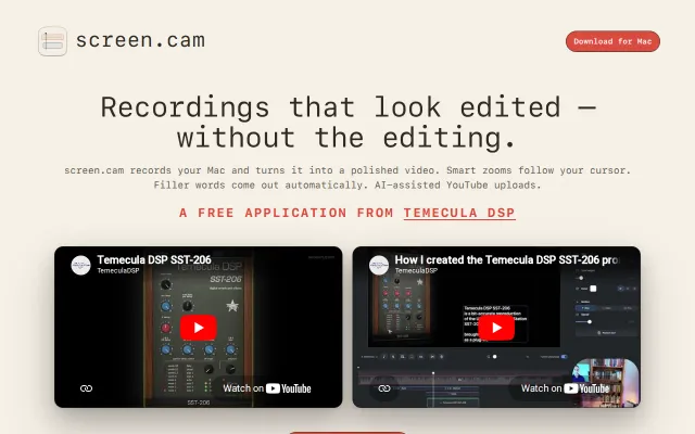 Descript Meets Screen Studio with Upload to YouTube / Free