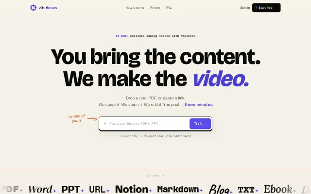 VibeKnow – content-to-video agent using Remotion