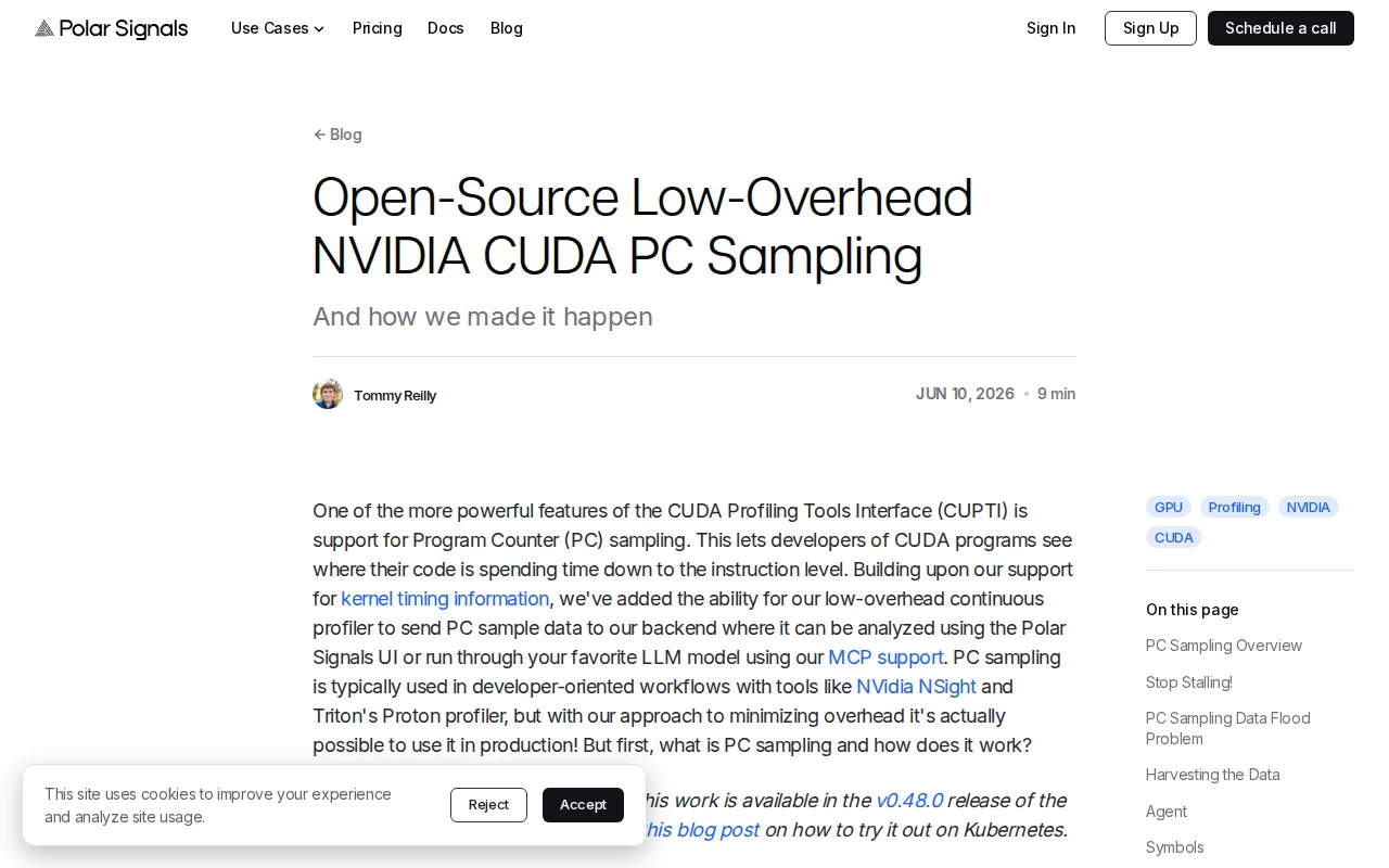 Continuous Nvidia CUDA PC Sampling Profiler
