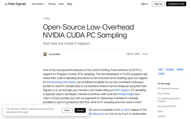 Continuous Nvidia CUDA PC Sampling Profiler