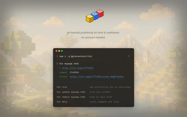 tot.page – git-backed publishing for HTML and Markdown