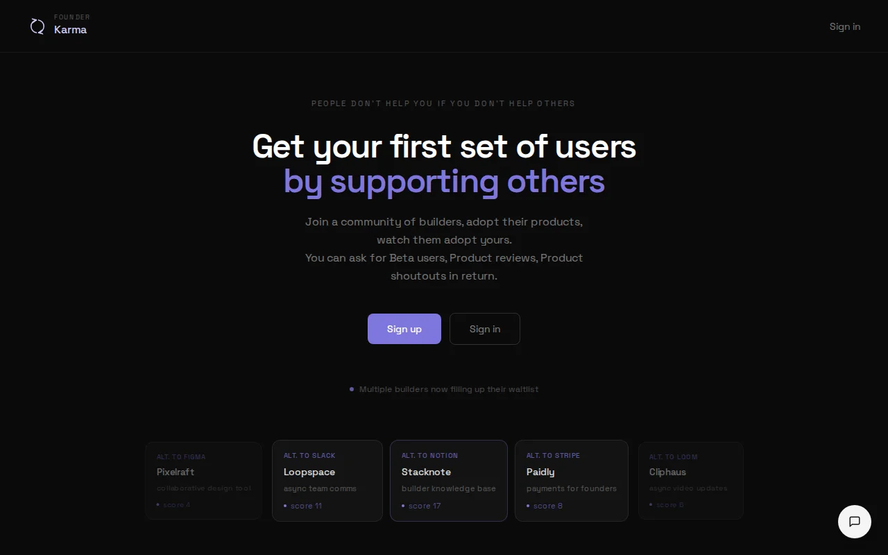 Get your first set of users by supporting others