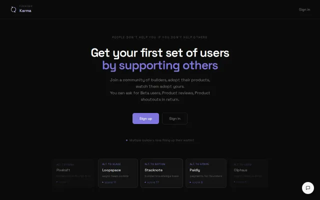 Get your first set of users by supporting others