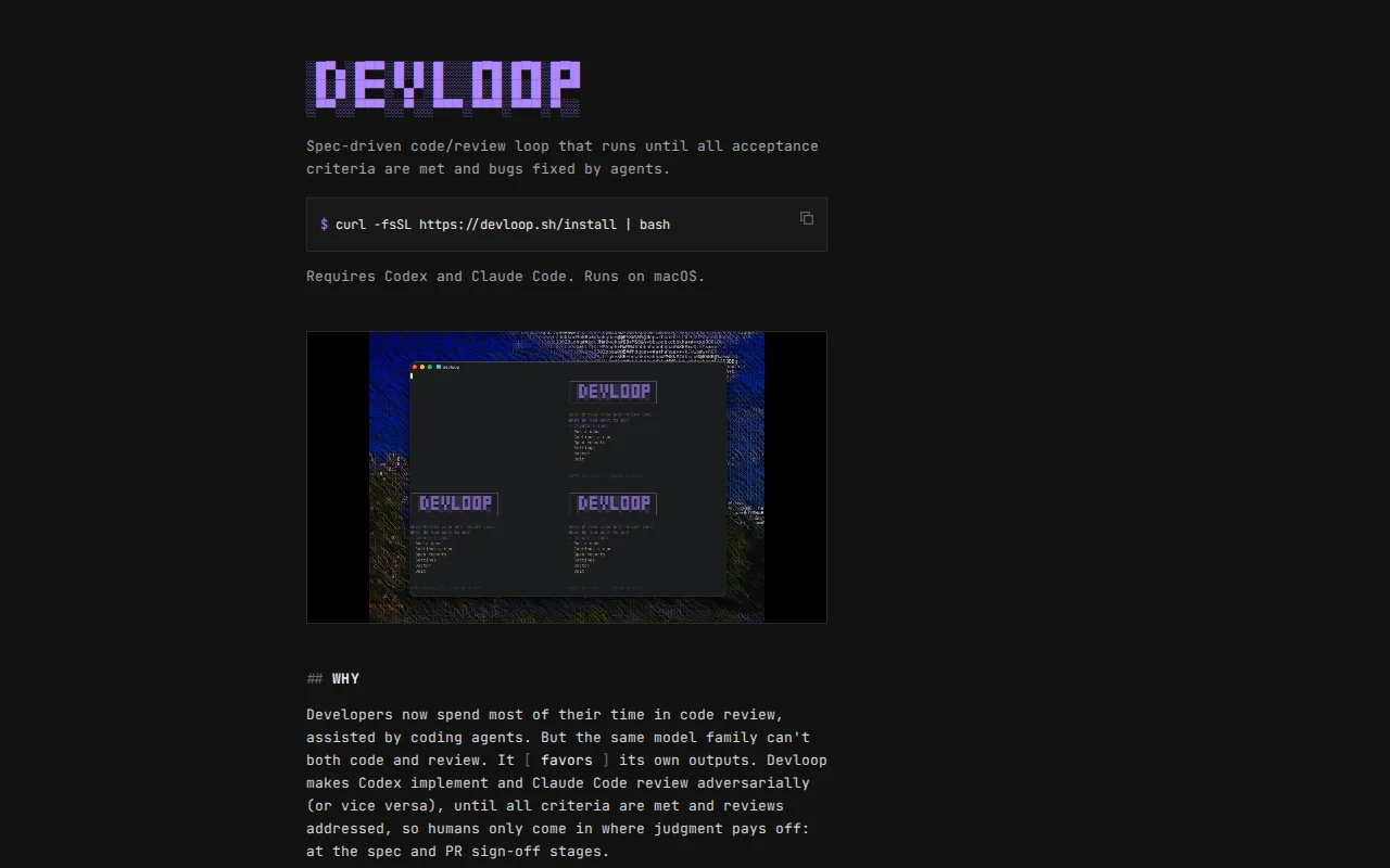 Devloop, a local code/review loop for Codex and Claude Code