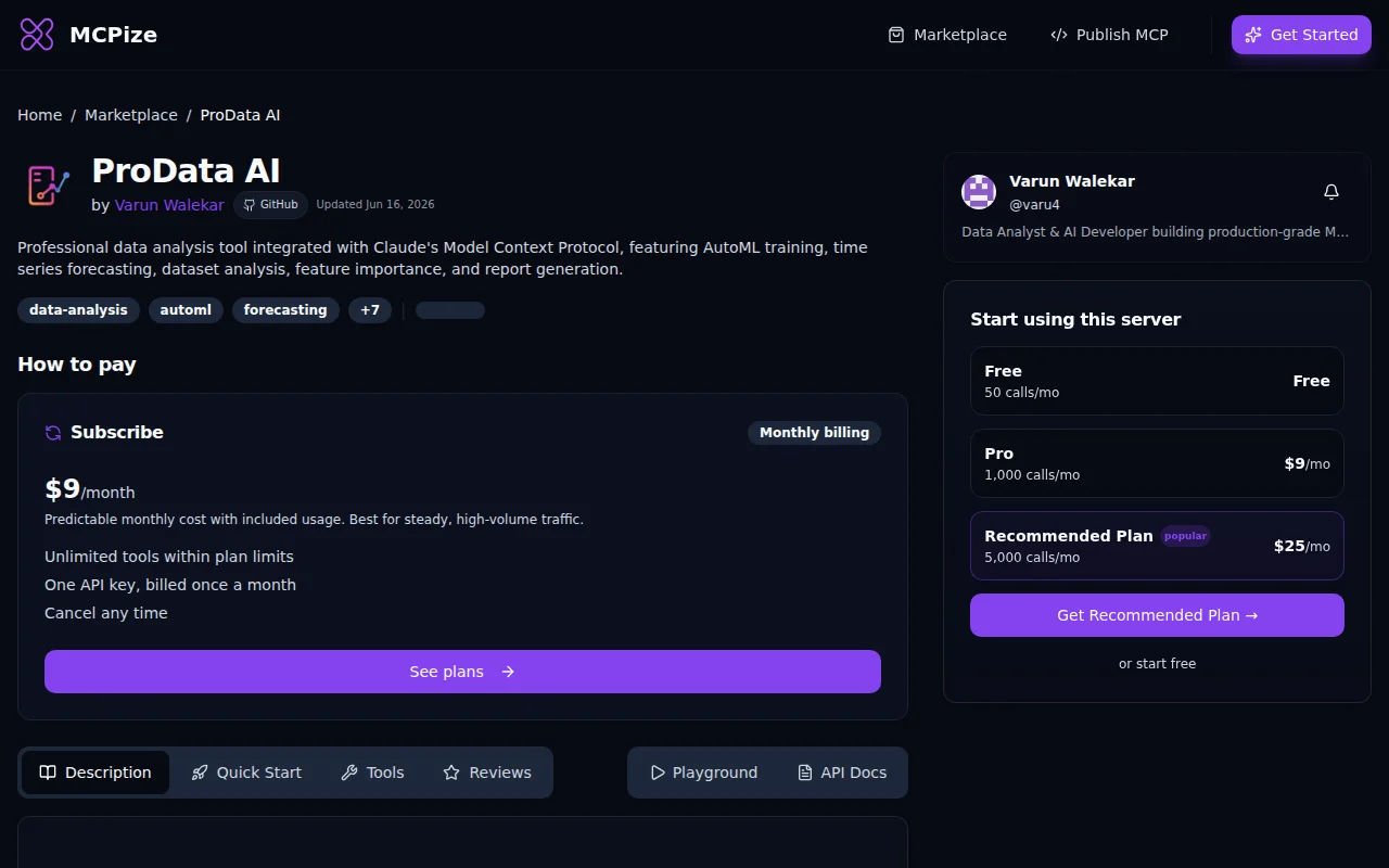 ProData AI – 14 MCP tools for automated data science