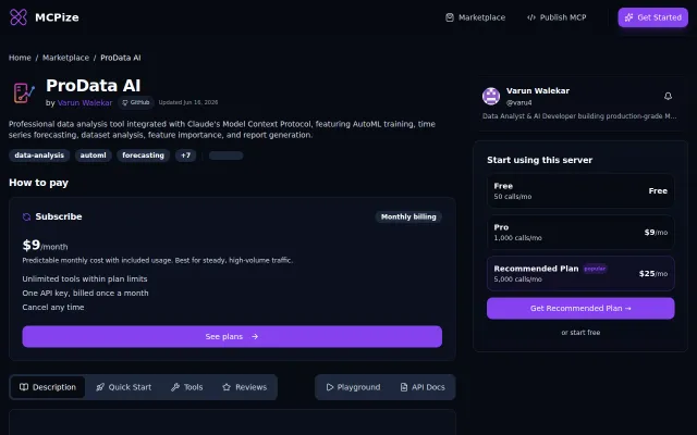 ProData AI – 14 MCP tools for automated data science