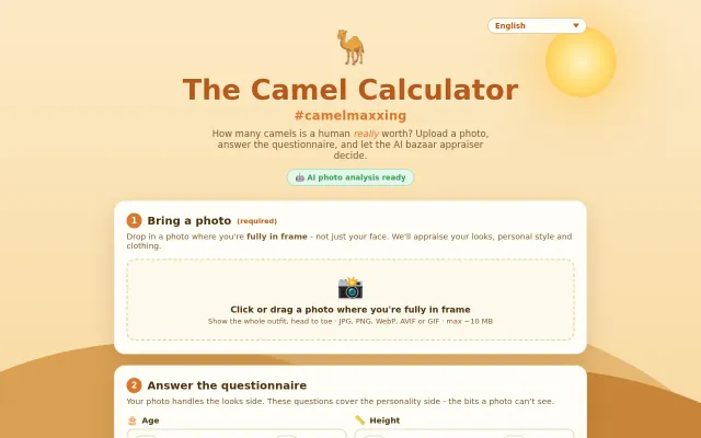 Camel Calculator – an AI reboot of the "how many camels?" joke