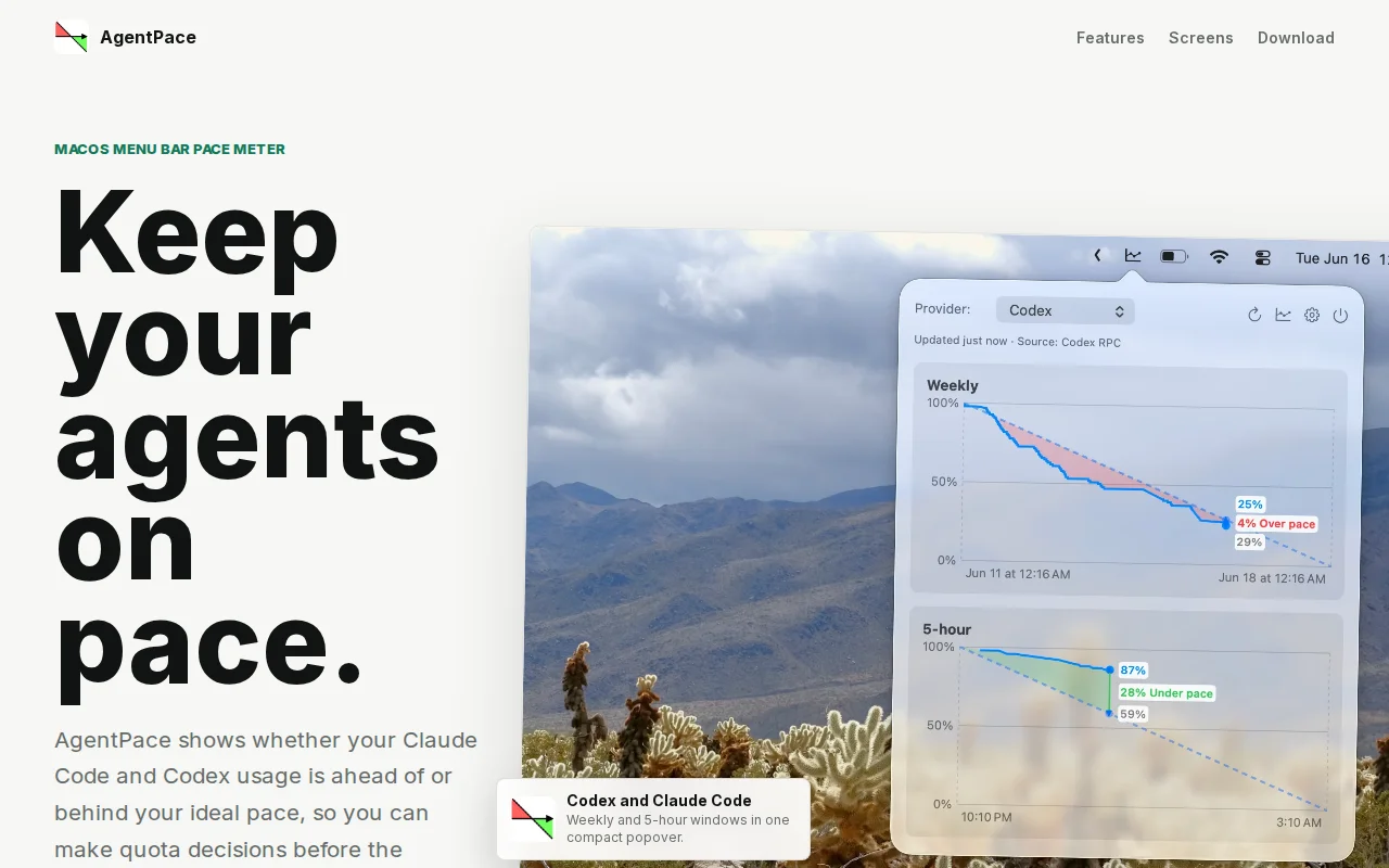 AgentPace – Forecast when your coding agent usage will run out