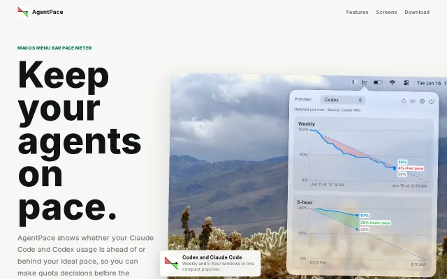 AgentPace – Forecast when your coding agent usage will run out