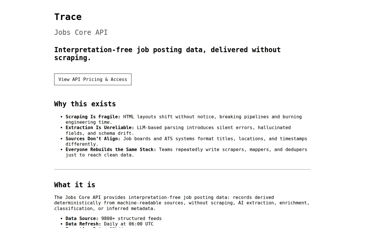 Jobs Core API – structured job data from 9,800 feeds, without scraping