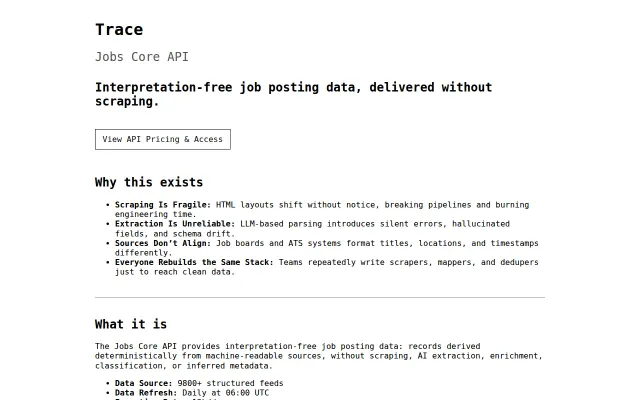 Jobs Core API – structured job data from 9,800 feeds, without scraping