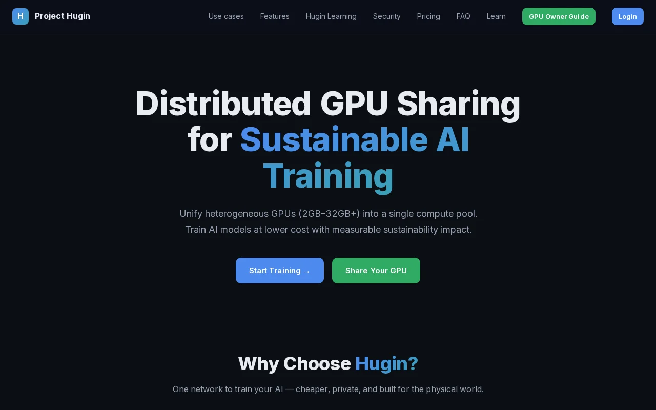 Project Huginn – cheaper AI training on idle GPUs