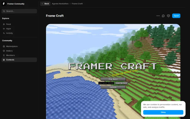 The full Minecraft game as an embeddable Framer component