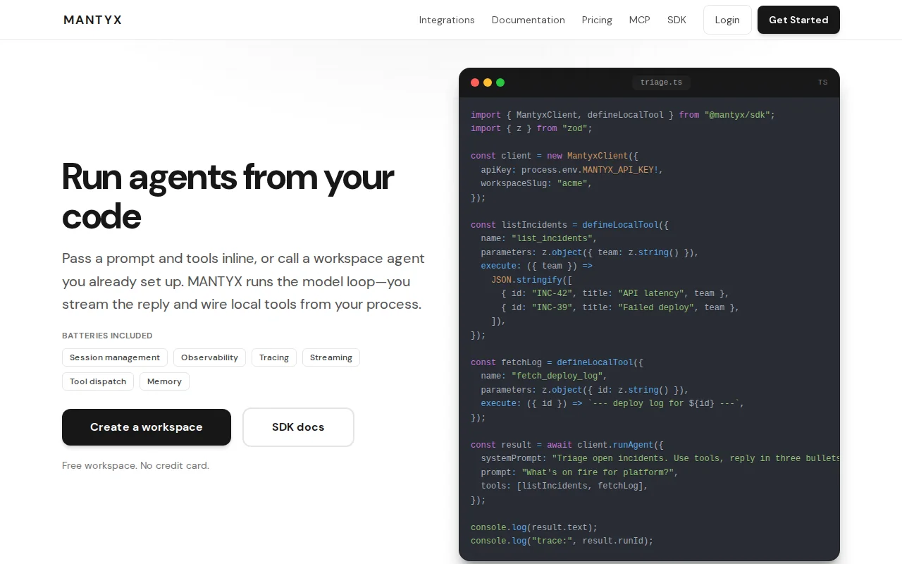Mantyx – Batteries included managed agent runtime