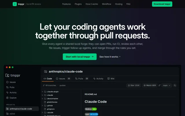 Tmppr – local PR review for AI coding agents