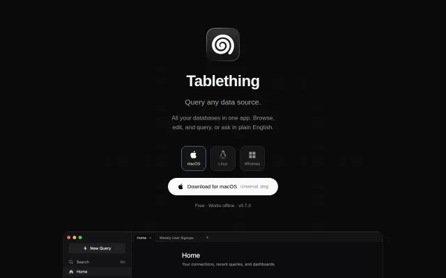 Tablething – local-first database client with BYOK AI