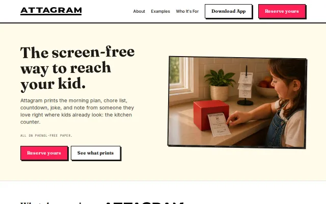 Attagram, a tiny printer that gives kids a magical daily digest