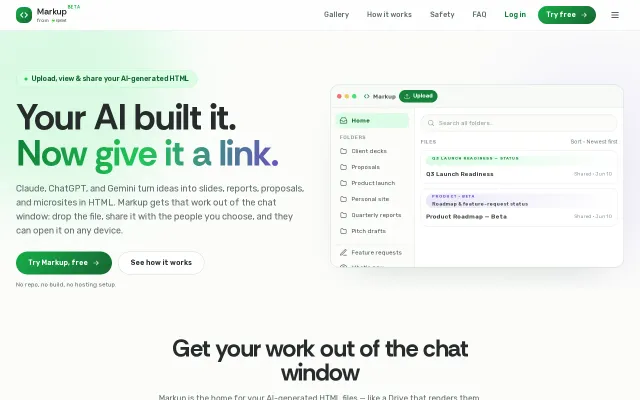Markup – A private cross-service home for AI-generated HTML