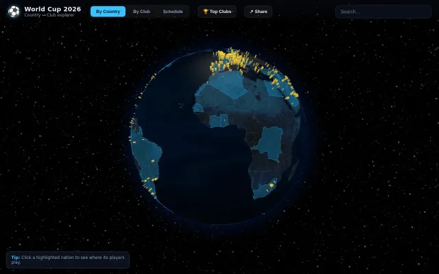Map the World Cup – Countries and club teams