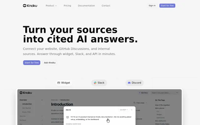 Knoku – cited AI answers from docs, files, and team knowledge