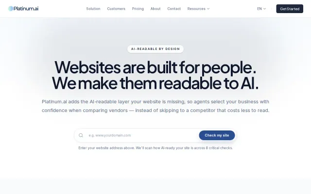 Check how AI agents see your website (free, 8-point scan)