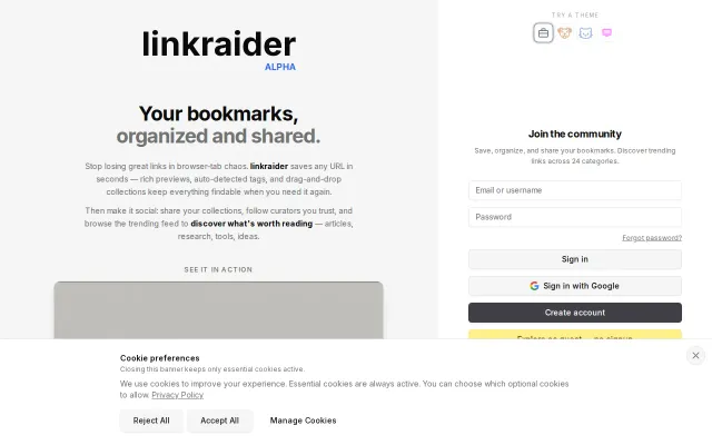 I built a bookmarks manager with a social cut
