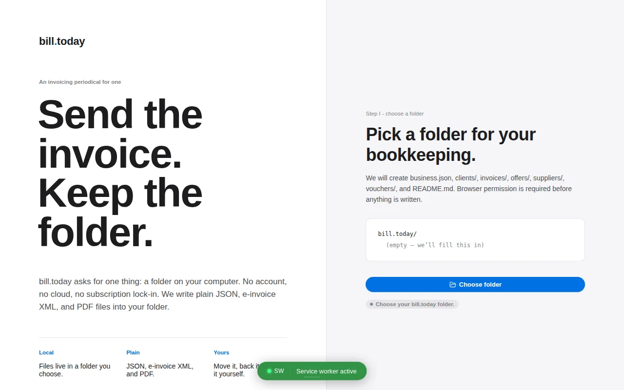 https://bill.today –> use a local folder to do your billing