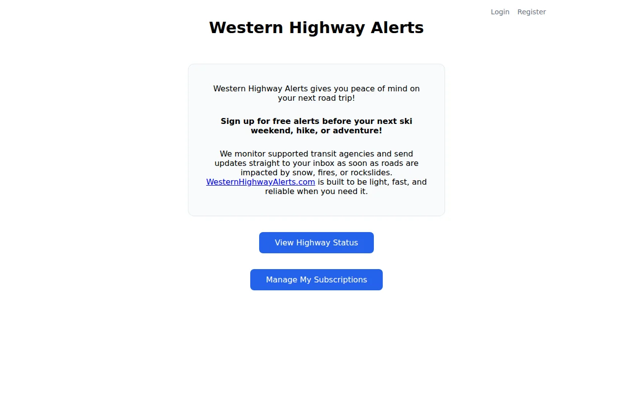 Western Highway Alerts