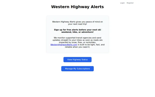 Western Highway Alerts