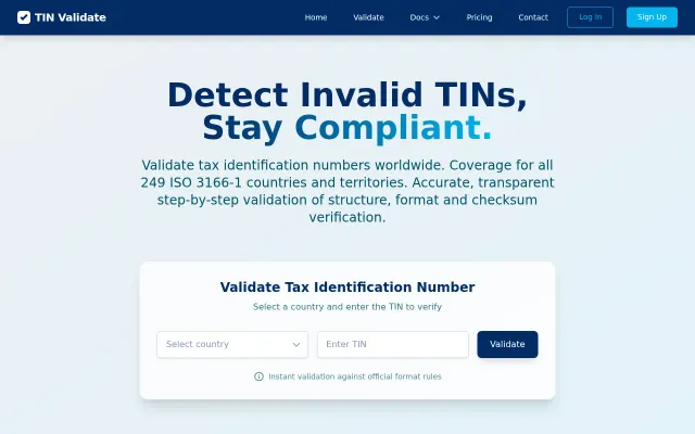 Tin Validate, a tax ID validator that explains why checks pass or fail