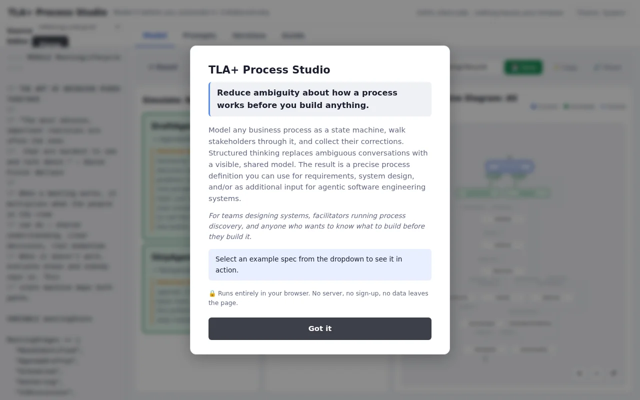 TLA+ Process Studio