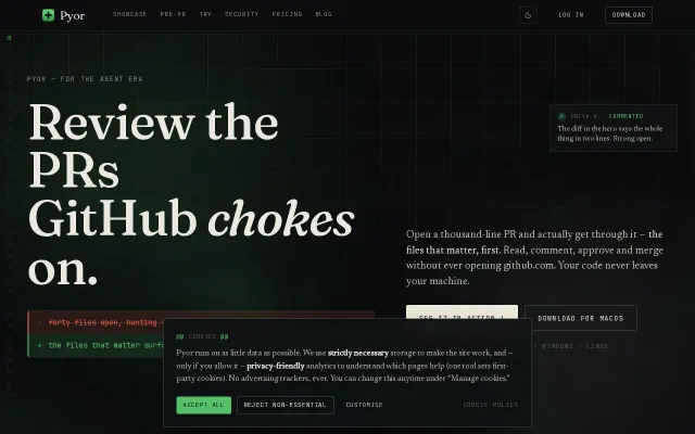 Pyor – A desktop PR reviewer for the diffs GitHub chokes on