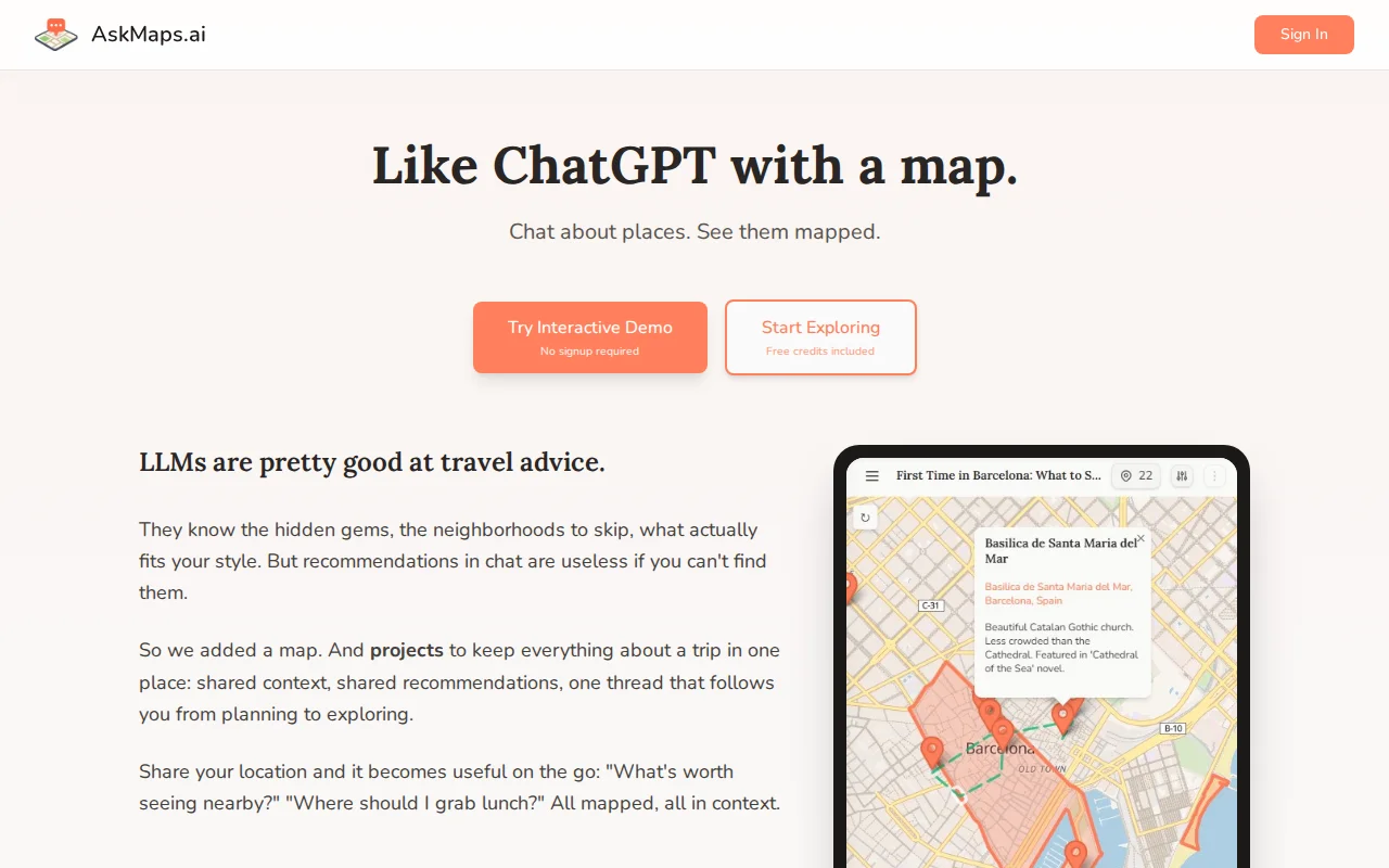 Askmaps.ai – Like ChatGPT with a Map