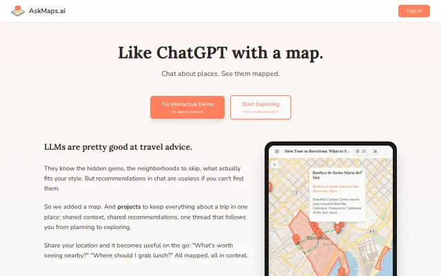 Askmaps.ai – Like ChatGPT with a Map