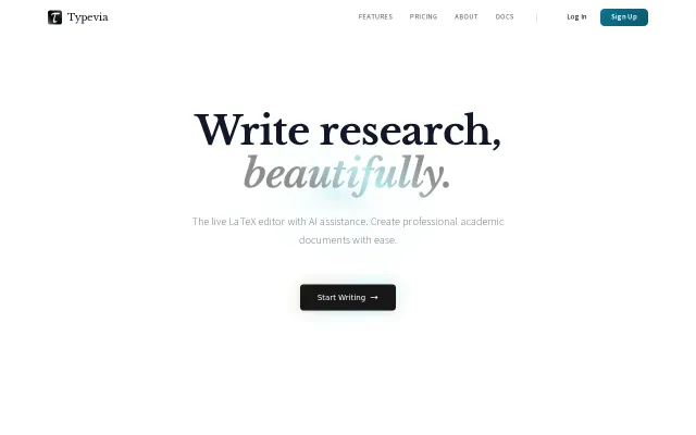Typevia live LaTeX editing with AI assistance