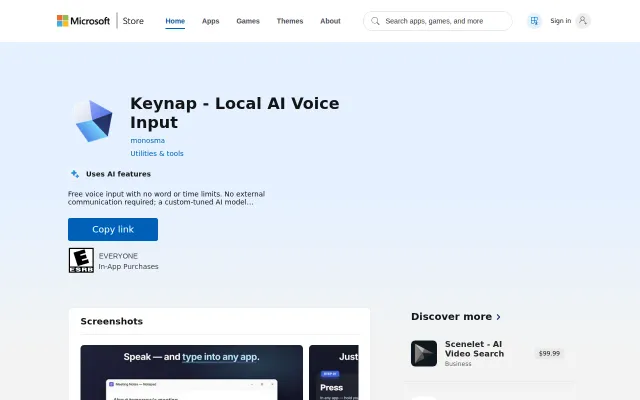 Keynap – On-device AI voice typing app for Windows