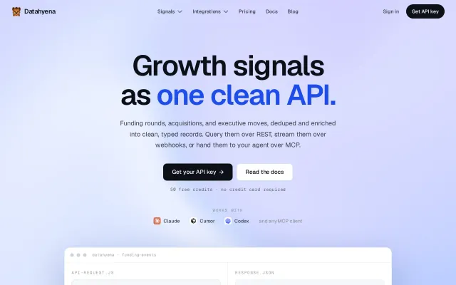 DataHyena – Growth signals as one clean API
