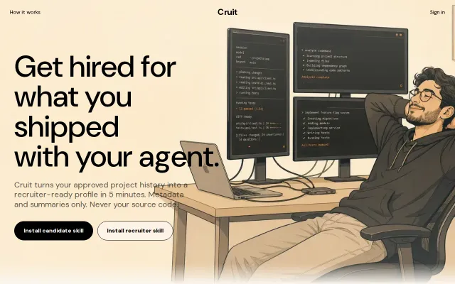 Cruit.dev – Get hired at a startup based on your coding agent skills