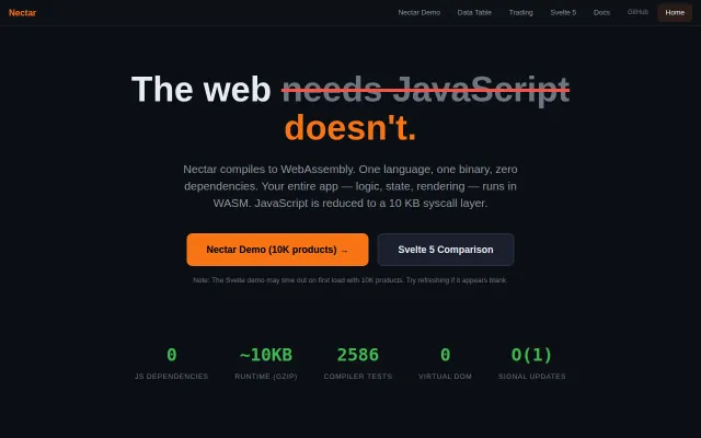 Nectar, a Rust-like React that compiles to WebAssembly