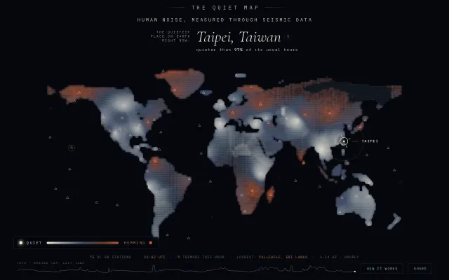 The Quiet Map – Earth's quietest place, measured by seismometers
