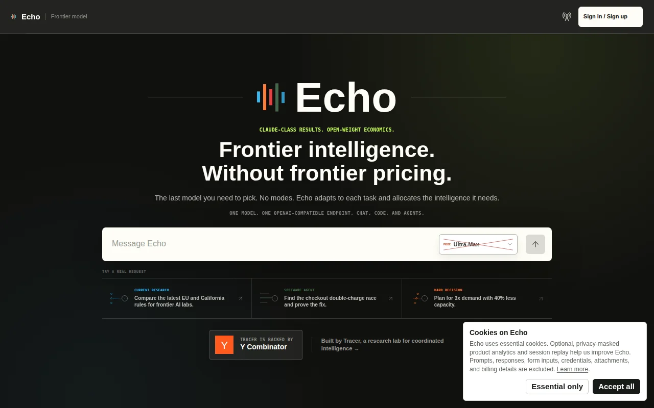Echo – Fable-level results at 1/3 the cost using open-weight models