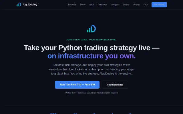 AlgoDeploy – Python algo trading you run yourself (Alpaca and IBKR)